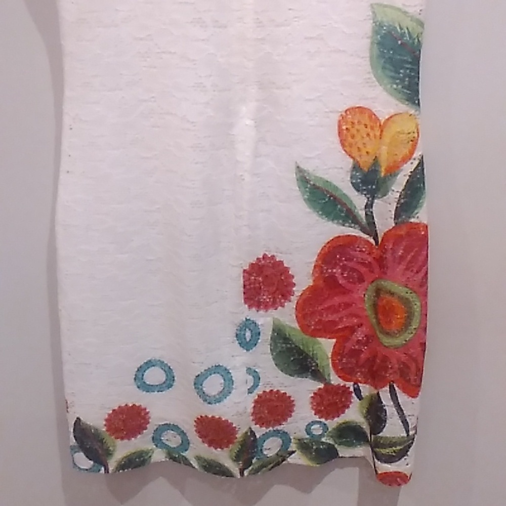 Desigual White Dress with Red and Blue Floral Accents - Picture 7 of 14